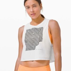 Lululemon Athletica White Graphic Crop Top